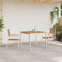 Berkfield Home Stackable Garden Chairs 2 pcs Solid Wood Teak&Stainless Steel in Brown