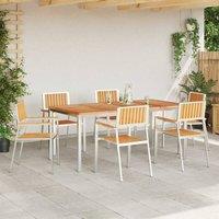 Berkfield Home Stacking Garden Chairs 6 pcs 54.5x56x87 cm Solid Wood Teak in Brown