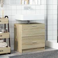 Berkfield Home Sink Cabinet Sonoma Oak 59x37x59 cm Engineered Wood in Light Tan | Size: 59 x 37 x 59 cm