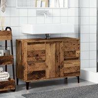 Berkfield Home Sink Cabinet Old Wood 80x33x60 cm Engineered Wood in Brown | Size: 80 x 33 x 60 cm
