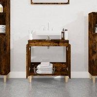 Berkfield Home Sink Cabinet Smoked Oak 58x33x60 cm Engineered Wood in Brown | Size: 58 x 33 x 60 cm