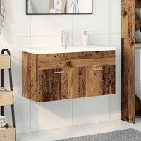 Berkfield Home Sink Cabinet with Built-in Basin Old Wood Engineered Wood in Brown