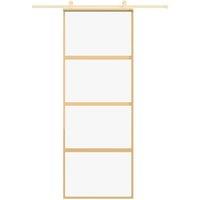 Berkfield Home Sliding Door Gold 76x205 cm Clear ESG Glass & Aluminium