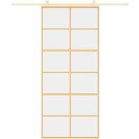 Berkfield Home Sliding Door Gold 90x205 cm Clear ESG Glass & Aluminium