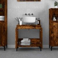 Berkfield Home Sink Cabinet Smoked Oak 58x33x60 cm Engineered Wood in Brown | Size: 58 x 33 x 60 cm