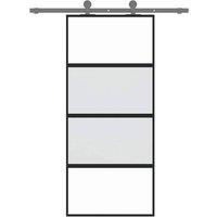 Berkfield Home Sliding Door Black 90x205 cm Tempered Glass & Aluminium
