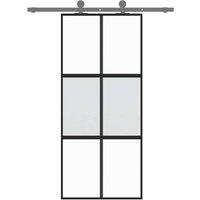 Berkfield Home Sliding Door Black 90x205 cm Tempered Glass & Aluminium