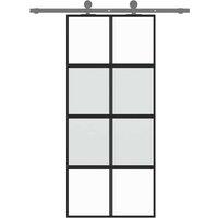 Berkfield Home Sliding Door Black 90x205 cm Tempered Glass & Aluminium