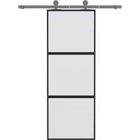 Berkfield Home Sliding Door Black 76x205 cm Tempered Glass & Aluminium