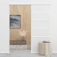Berkfield Home Sliding Door with Soft Stops ESG Glass & Aluminium 76x205 cm in Silver