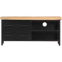 Berkfield Home TV Cabinet 90x30x41 cm Rough Mango Wood in Black | Size: 90 x 30 x 41 cm