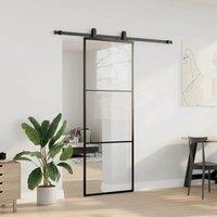 Berkfield Home Sliding Door with Hardware Set Black 76x205 cm ESG Glass