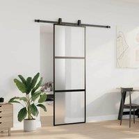 Berkfield Home Sliding Door with Hardware Set Black 76x205 cm Tempered Glass