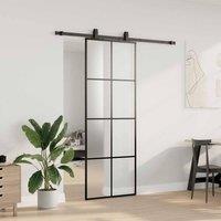 Berkfield Home Sliding Door with Hardware Set Black 76x205 cm ESG Glass