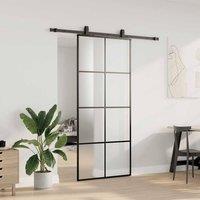 Berkfield Home Sliding Door with Hardware Set Black 90x205 cm ESG Glass