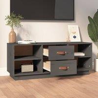 Berkfield Home TV Cabinet Grey 100x34x40 cm Solid Wood Pine | Size: 100 x 34 x 40 cm