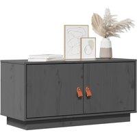 Berkfield Home TV Cabinet Grey 80x34x40 cm Solid Wood Pine | Size: 80 x 34 x 40 cm