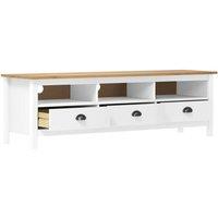 Berkfield Home TV Cabinet Hill White 158x40x47 cm Solid Pine Wood | Size: 158 x 40 x 47 cm