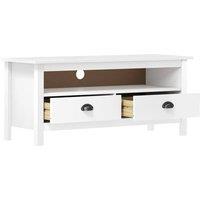Berkfield Home TV Cabinet Hill White 110x40x47 cm Solid Pine Wood | Size: 110 x 40 x 47 cm