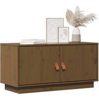 Berkfield Home TV Cabinet Honey Brown 80x34x40 cm Solid Wood Pine | Size: 80 x 34 x 40 cm