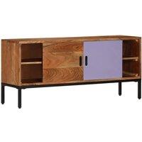 Berkfield Home TV Cabinet Honey Brown & Grey 110x30x50 cm Solid Wood Acacia | Size: 110 x 30 x 50 cm