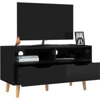 Berkfield Home TV Cabinet High Gloss Black 90x40x48.5 cm Engineered Wood