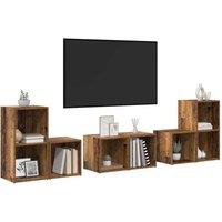Berkfield Home TV Cabinet Set with Shelf with Storage 6 pcs Old Wood Engineered Wood in Brown