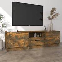 Berkfield Home TV Cabinet Smoked Oak 140x35x40 cm Engineered Wood in Brown | Size: 140 x 35 x 40 cm