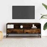 Berkfield Home TV Cabinet Smoked Oak 100x34.5x40 cm Engineered Wood & Metal in Brown