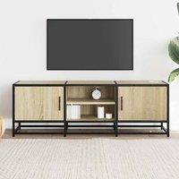 Berkfield Home TV Cabinet Sonoma Oak 120x35x41 cm Engineered Wood & Metal in Light Tan | Size: 120 x 35 x 41 cm