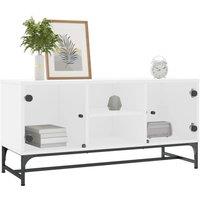 Berkfield Home TV Cabinet with Glass Doors White 102x37x50 cm | Size: 102 x 37 x 50 cm