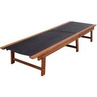 Berkfield Home Sun Loungers 2 pcs with Table Solid Acacia Wood & Textilene in Brown