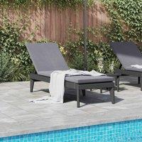 Berkfield Home Sun Lounger Anthracite 186x60x29 cm PP in Black | Size: 186 x 60 x 29 cm