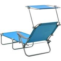 Berkfield Home Sun Lounger with Canopy Steel Blue