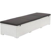 Berkfield Home Sun Lounger with Black Cushion Poly Rattan White