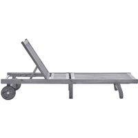 Berkfield Home Sun Lounger Solid Acacia Wood in Light Grey