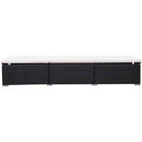 Berkfield Home Sun Lounger with Cream White Cushion Poly Rattan Black