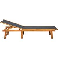 Berkfield Home Sun Lounger with Table Solid Acacia Wood & Textilene in Brown