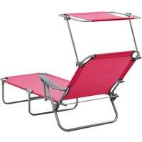 Berkfield Home Sun Lounger with Canopy Steel Pink