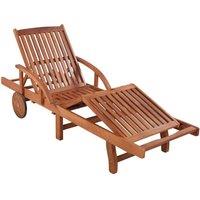 Berkfield Home Sun Lounger with Table Solid Acacia Wood in Brown