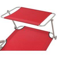 Berkfield Home Sun Lounger with Canopy Steel Red
