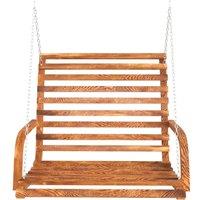 Berkfield Home Swing Bench Solid Bent Wood with Teak Finish 126x63x92 cm in Brown | Size: 126 x 63 x 92 cm