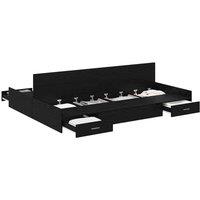 Berkfield Home Storage Bed Frame with Drawer Black oak 135 x 190 cm Melamine