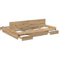 Berkfield Home Storage Bed Frame with Drawer Artisan oak 140 x 200 cm Melamine in Brown