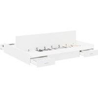 Berkfield Home Storage Bed Frame White 140 x 190 cm Melamined Board