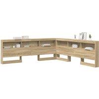 Berkfield Home Storage Headboard with Shelf Sonoma oak 200 cm Engineered wood in Light Tan