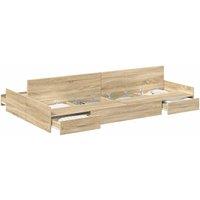 Berkfield Home Storage Bed Frame Sonoma oak 120 x 200 cm Engineered wood in Light Brown