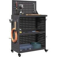 Berkfield Home Tool Trolley Black 65 x 35 x 111 cm Powder-coated steel