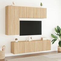 Berkfield Home TV Cabinets Wall-mounted 2 pcs Sonoma Oak 60x30x41 cm in Light Brown | Size: 60 x 30 x 41 cm