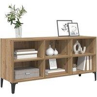 Berkfield Home TV Stand Artisan Oak Engineered wood, Metal Medium TV Stand in Brown